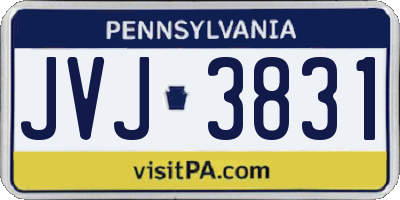 PA license plate JVJ3831