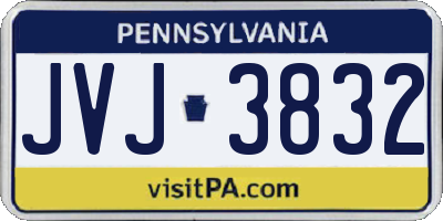 PA license plate JVJ3832