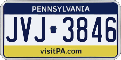 PA license plate JVJ3846