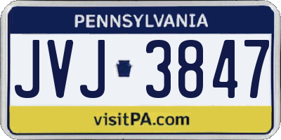 PA license plate JVJ3847