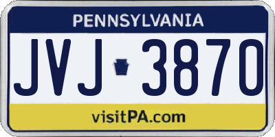 PA license plate JVJ3870
