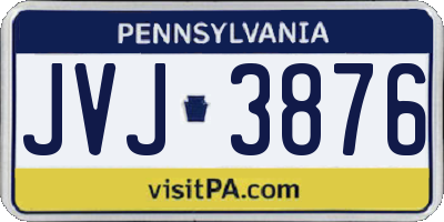 PA license plate JVJ3876
