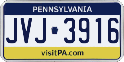 PA license plate JVJ3916