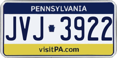 PA license plate JVJ3922