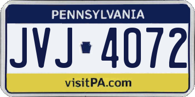 PA license plate JVJ4072