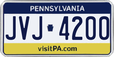 PA license plate JVJ4200