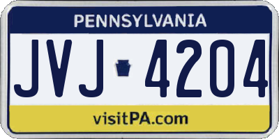 PA license plate JVJ4204