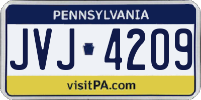 PA license plate JVJ4209