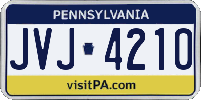 PA license plate JVJ4210