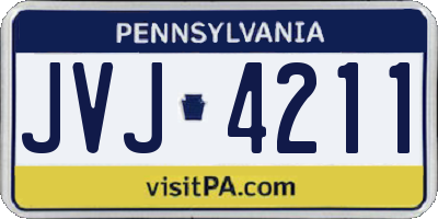 PA license plate JVJ4211