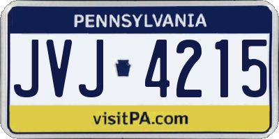 PA license plate JVJ4215