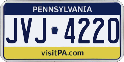 PA license plate JVJ4220