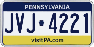 PA license plate JVJ4221