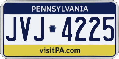 PA license plate JVJ4225