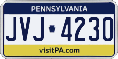 PA license plate JVJ4230