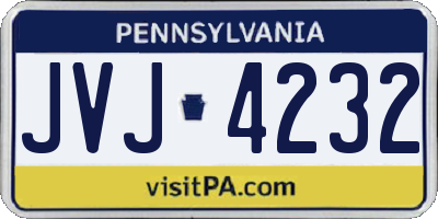 PA license plate JVJ4232