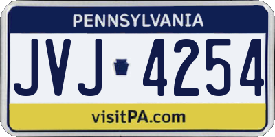 PA license plate JVJ4254