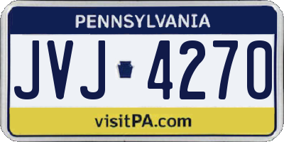 PA license plate JVJ4270