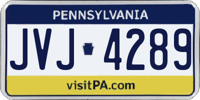 PA license plate JVJ4289