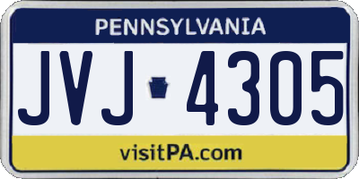 PA license plate JVJ4305