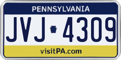PA license plate JVJ4309