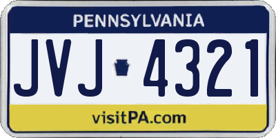 PA license plate JVJ4321