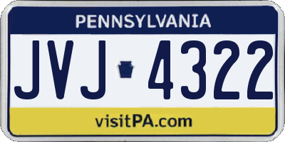 PA license plate JVJ4322