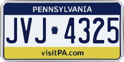 PA license plate JVJ4325