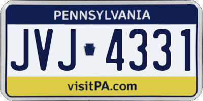 PA license plate JVJ4331