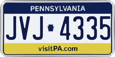 PA license plate JVJ4335