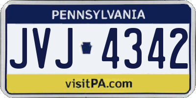 PA license plate JVJ4342