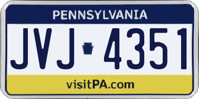 PA license plate JVJ4351