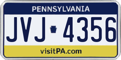 PA license plate JVJ4356