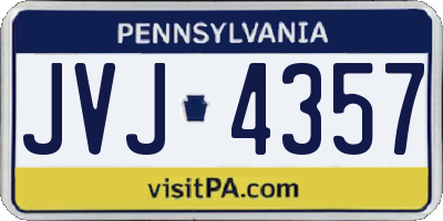 PA license plate JVJ4357