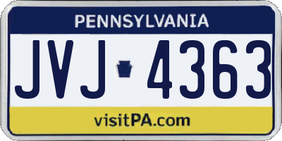 PA license plate JVJ4363