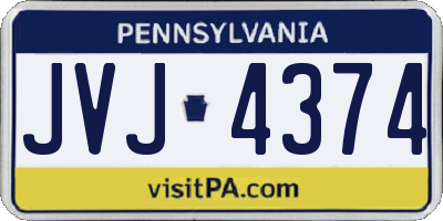 PA license plate JVJ4374