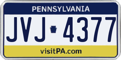 PA license plate JVJ4377