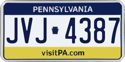 PA license plate JVJ4387