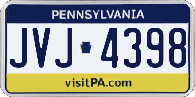 PA license plate JVJ4398