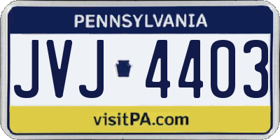 PA license plate JVJ4403
