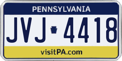 PA license plate JVJ4418