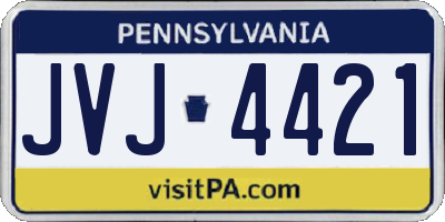 PA license plate JVJ4421