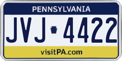 PA license plate JVJ4422