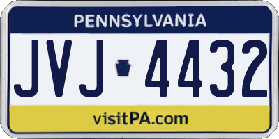PA license plate JVJ4432