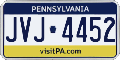 PA license plate JVJ4452