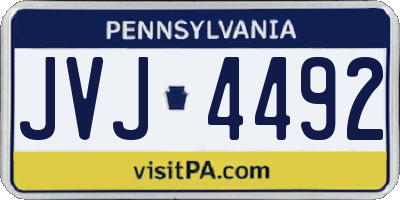 PA license plate JVJ4492