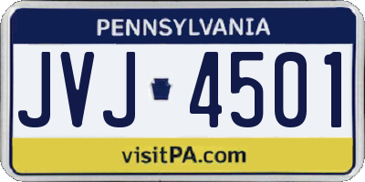 PA license plate JVJ4501