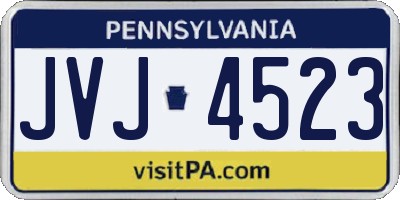PA license plate JVJ4523