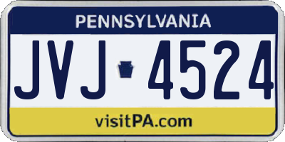 PA license plate JVJ4524