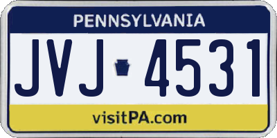 PA license plate JVJ4531